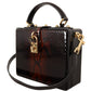 Elegant Bordeaux & Black Python Leather Crossbody Bag
