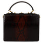 Elegant Bordeaux & Black Python Leather Crossbody Bag