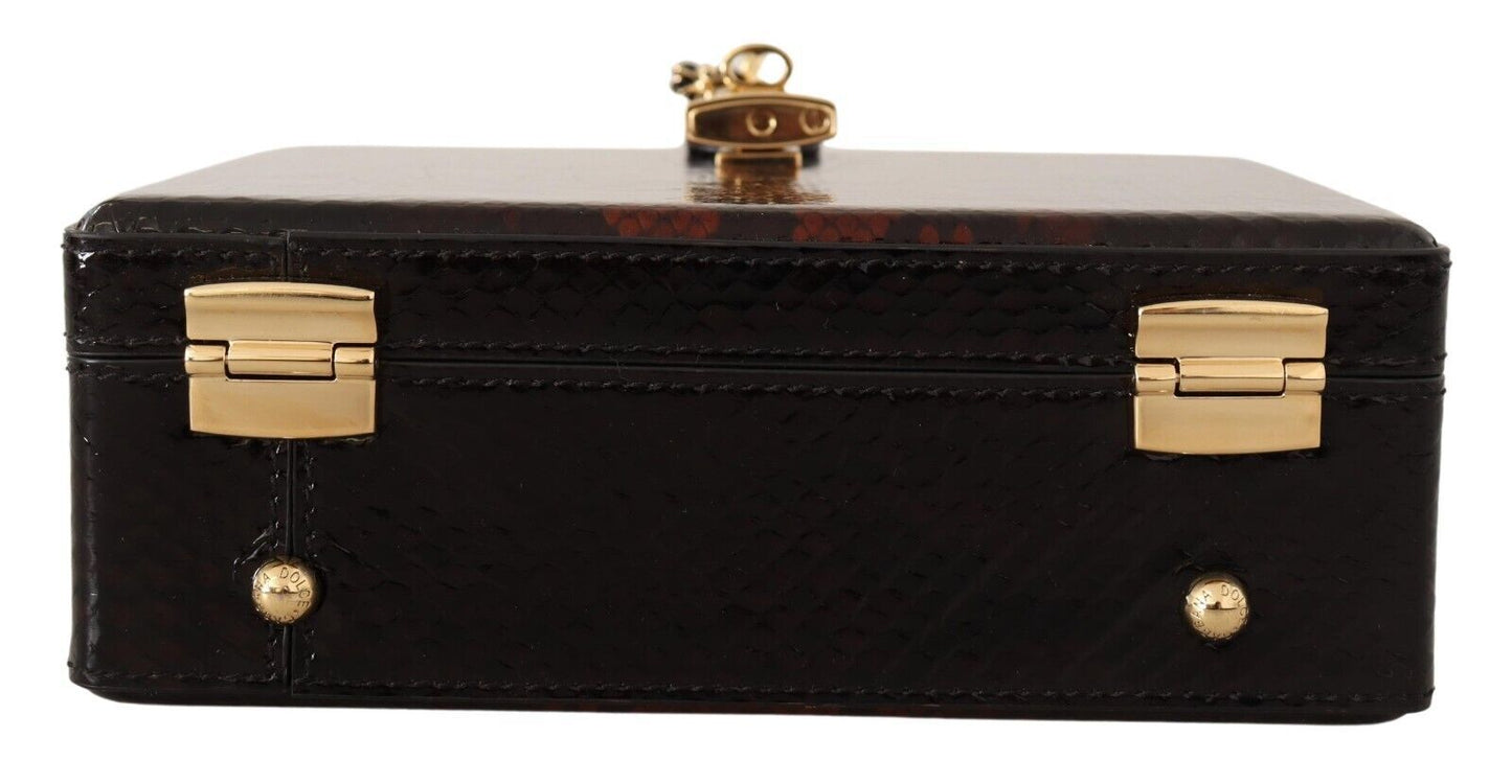 Elegant Bordeaux & Black Python Leather Crossbody Bag