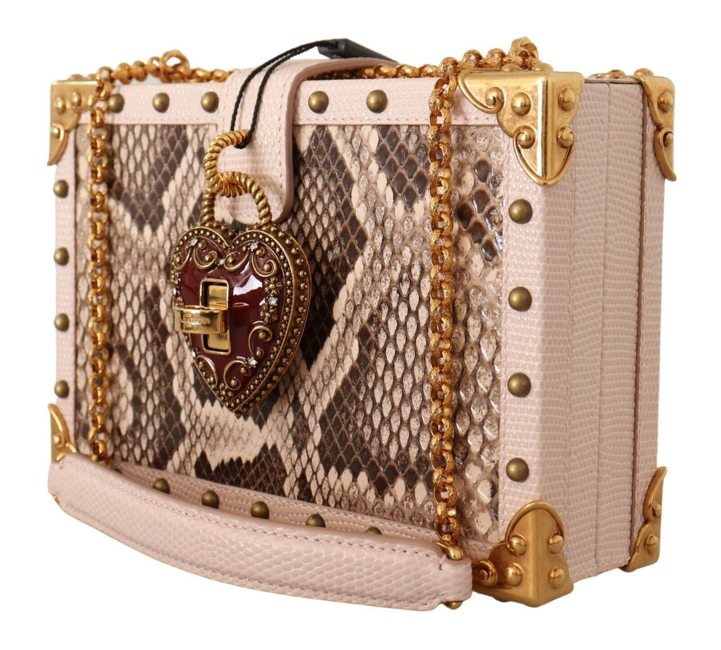 Elegant Pink Python Leather Clutch