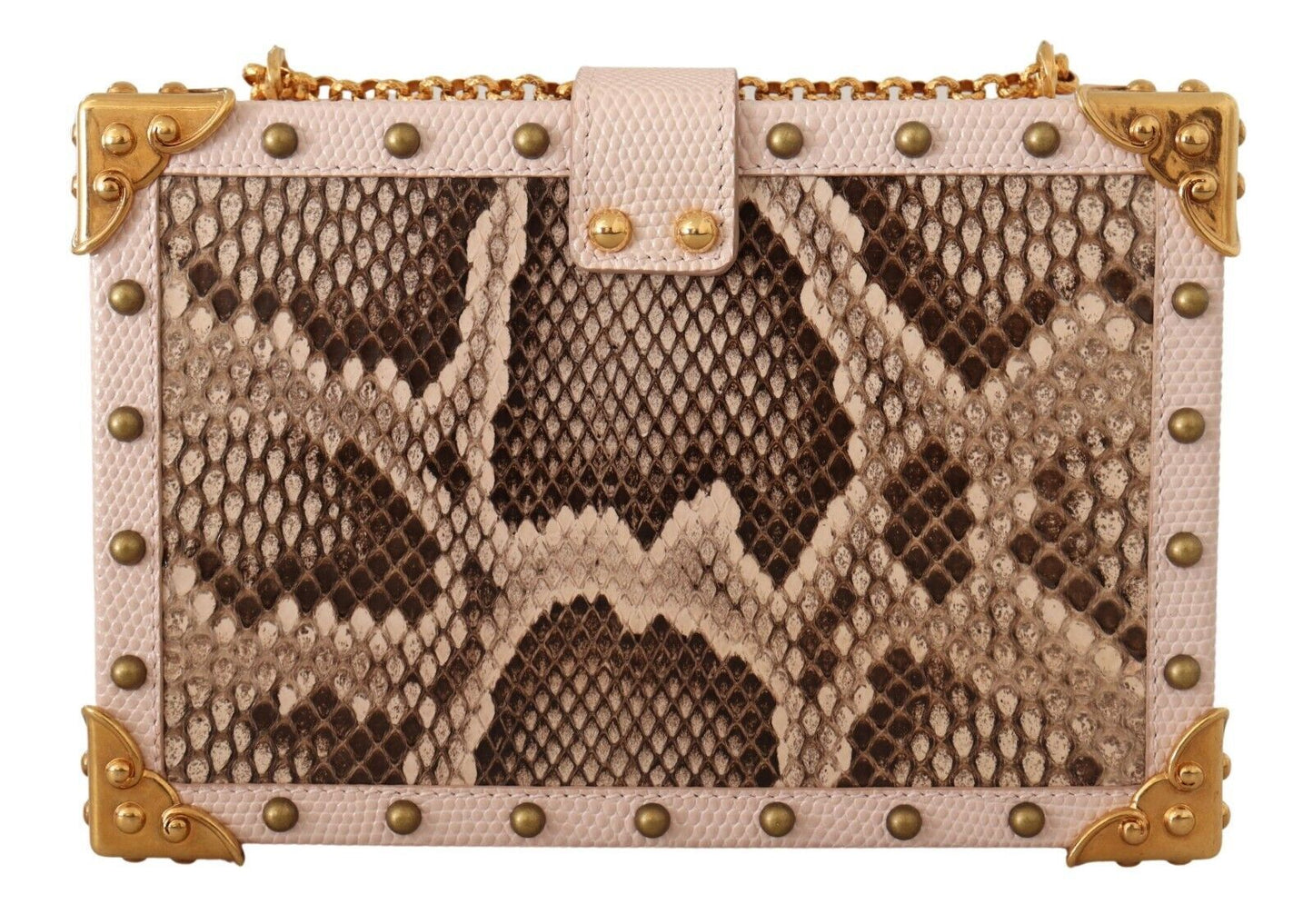 Elegant Pink Python Leather Clutch