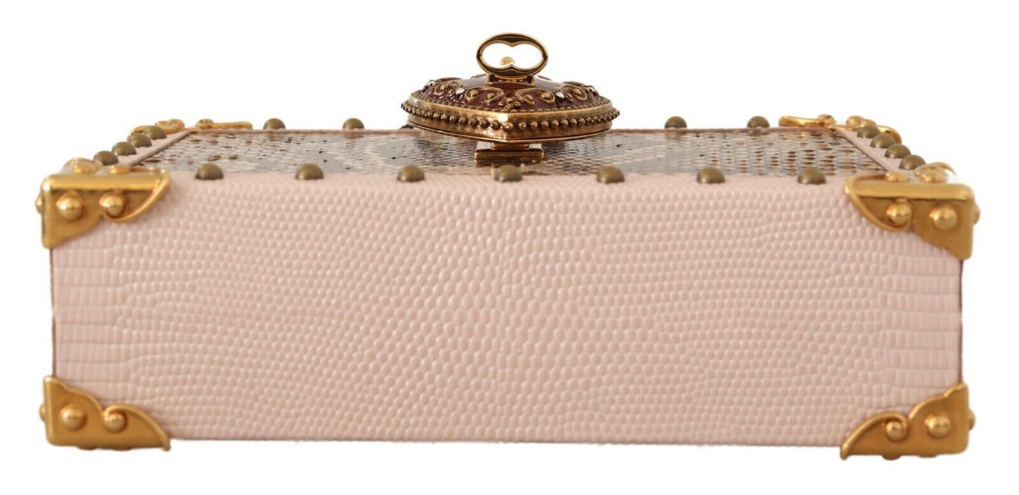 Elegant Pink Python Leather Clutch