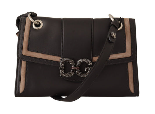 Elegant Black Leather Amore Shoulder Bag