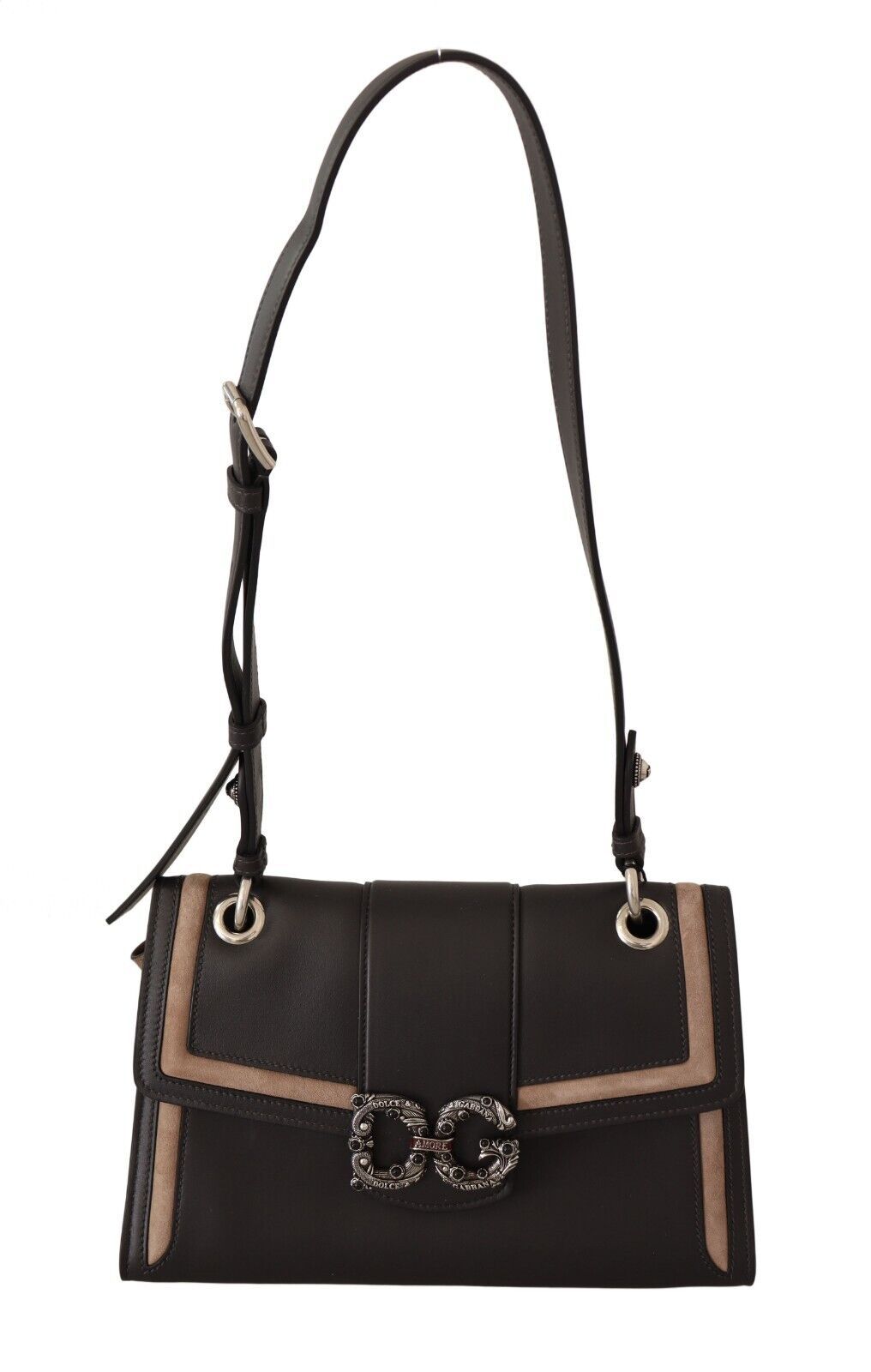 Elegant Black Leather Amore Shoulder Bag