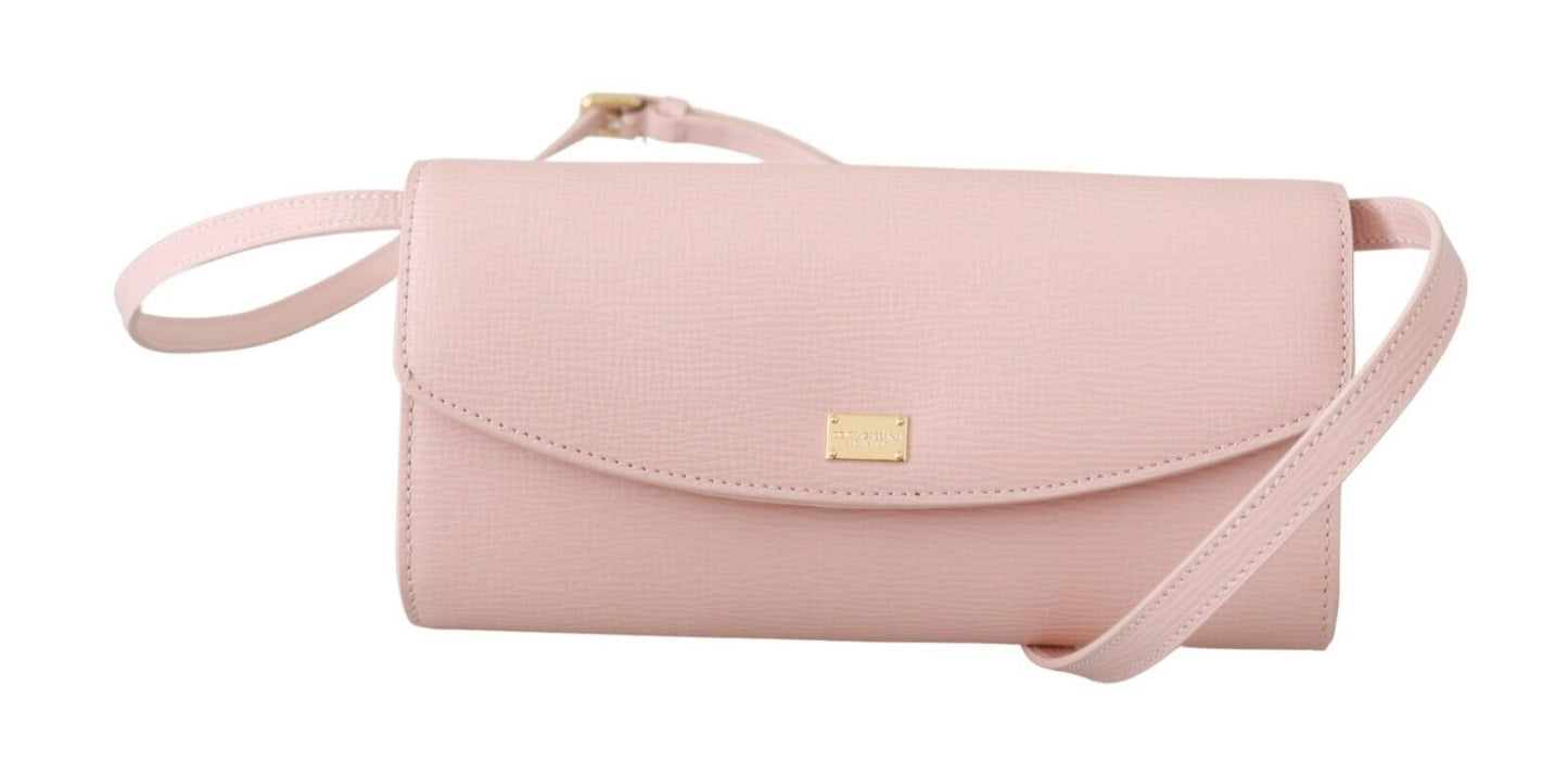 Chic Pink Leather Evening Crossbody Bag