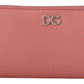 Elegant Pink Leather Clutch Wallet with Crystals