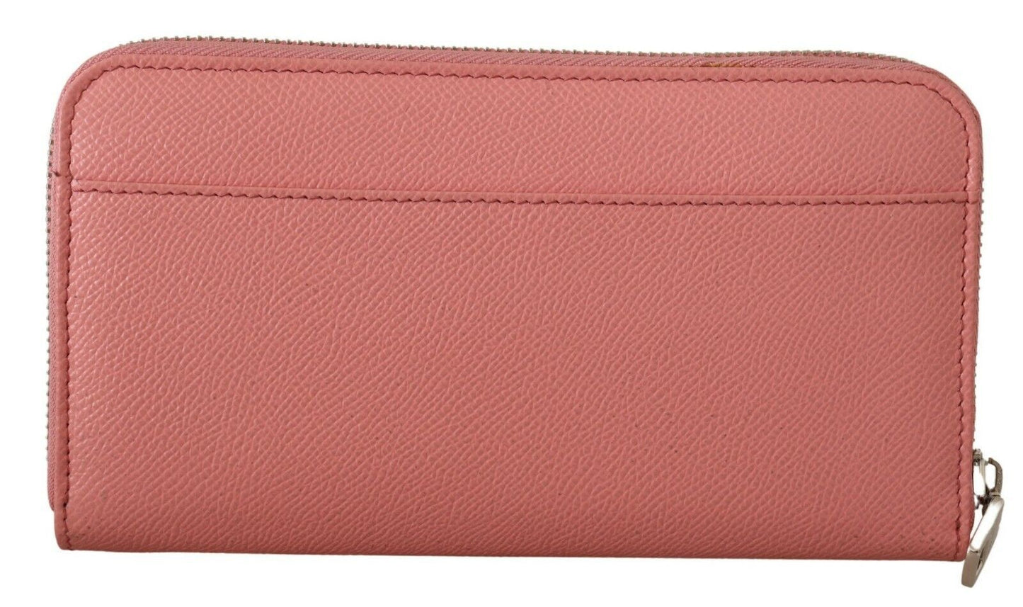 Elegant Pink Leather Clutch Wallet with Crystals