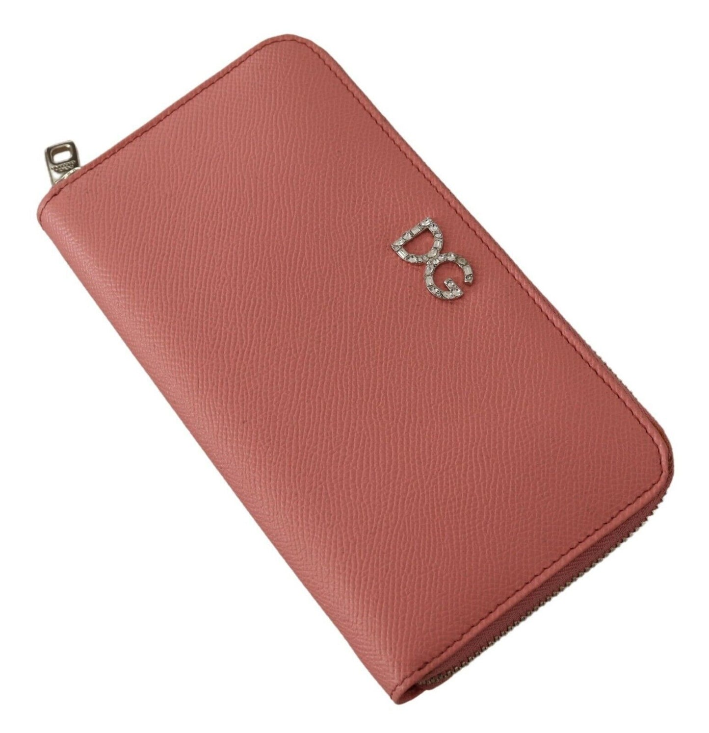 Elegant Pink Leather Clutch Wallet with Crystals