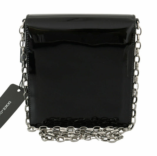 Chic Patent Leather Clutch with Silver Accents