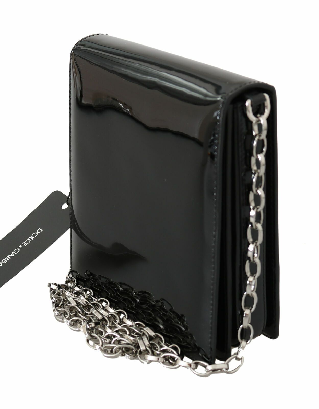 Chic Patent Leather Clutch with Silver Accents