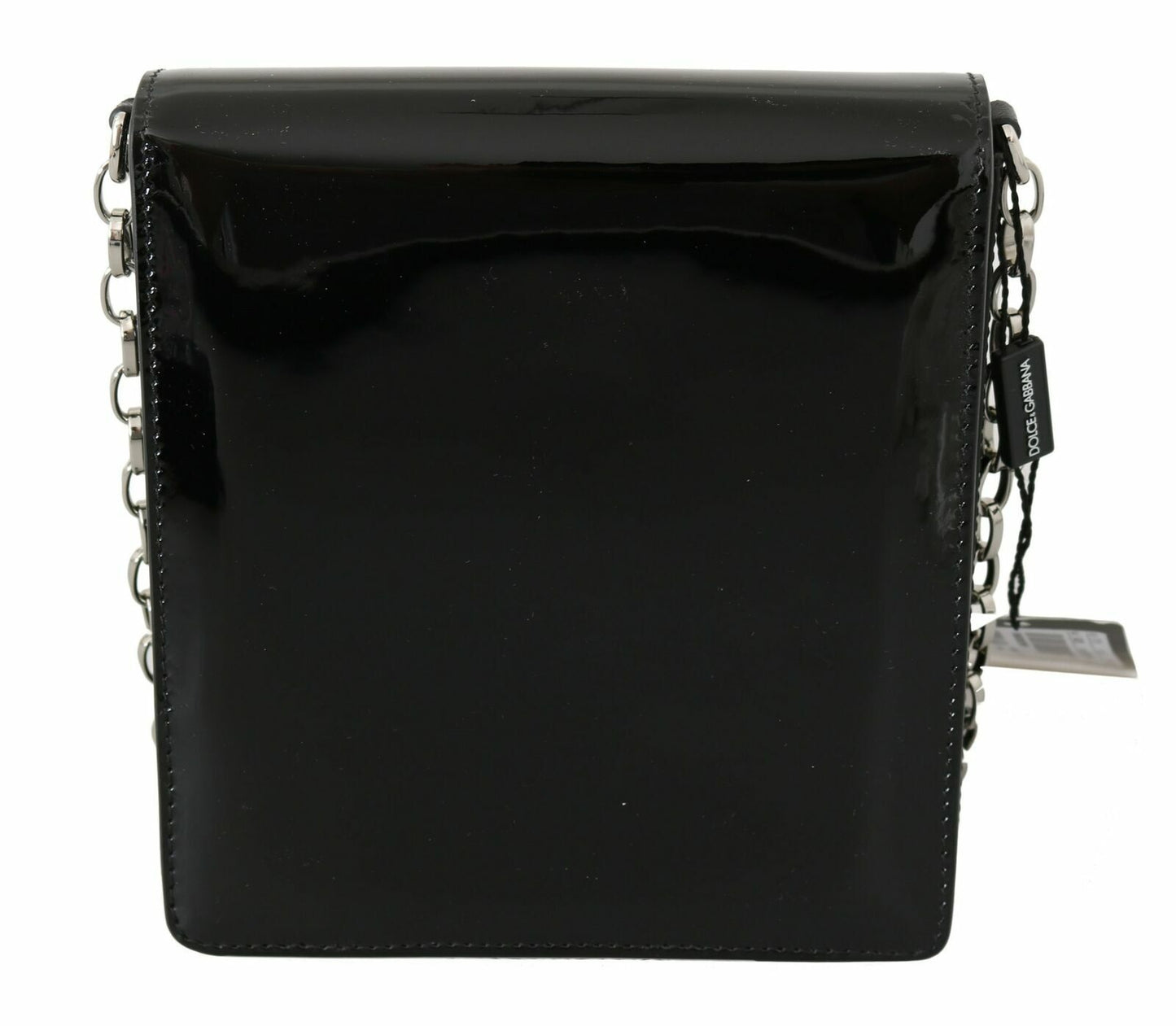 Chic Patent Leather Clutch with Silver Accents