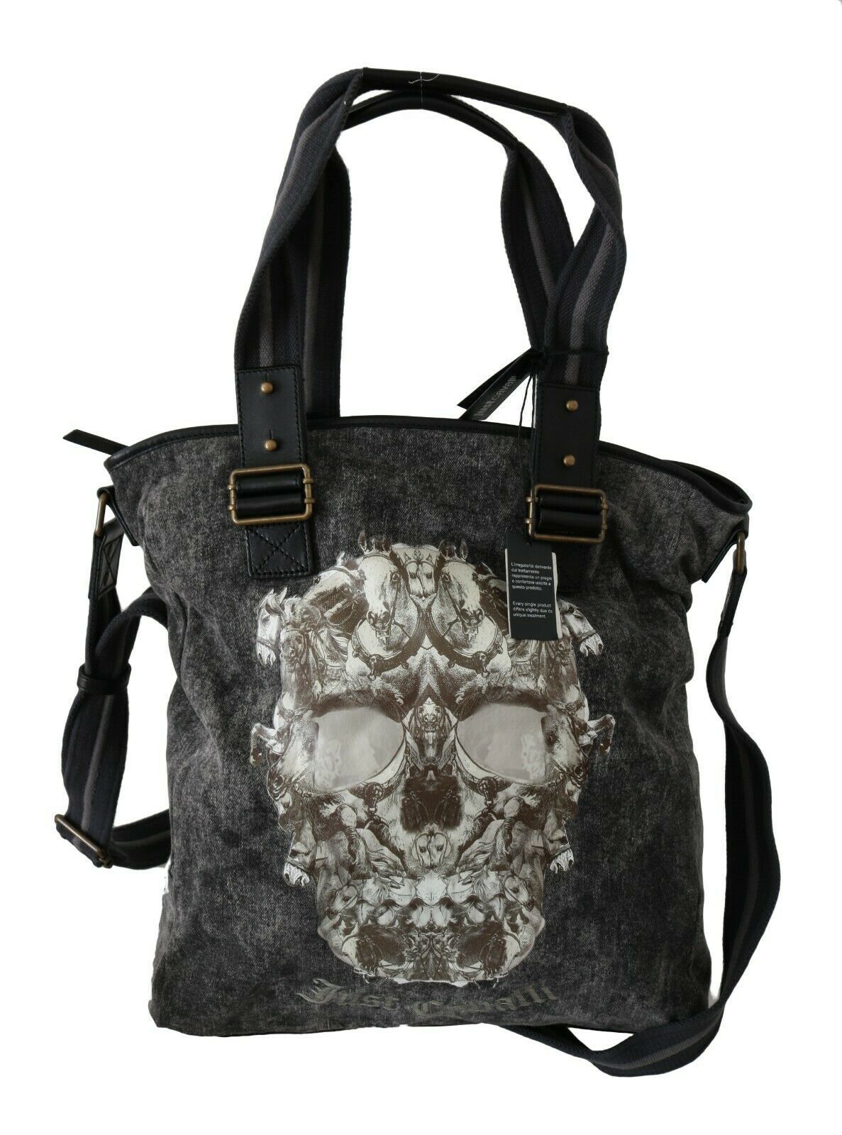 Chic Black Denim Tote with Fabric Strap