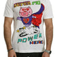 White Cotton Top Super Power Pig T-shirt