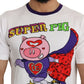 White Cotton Top Super Power Pig T-shirt