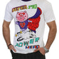 White Cotton Top Super Power Pig T-shirt