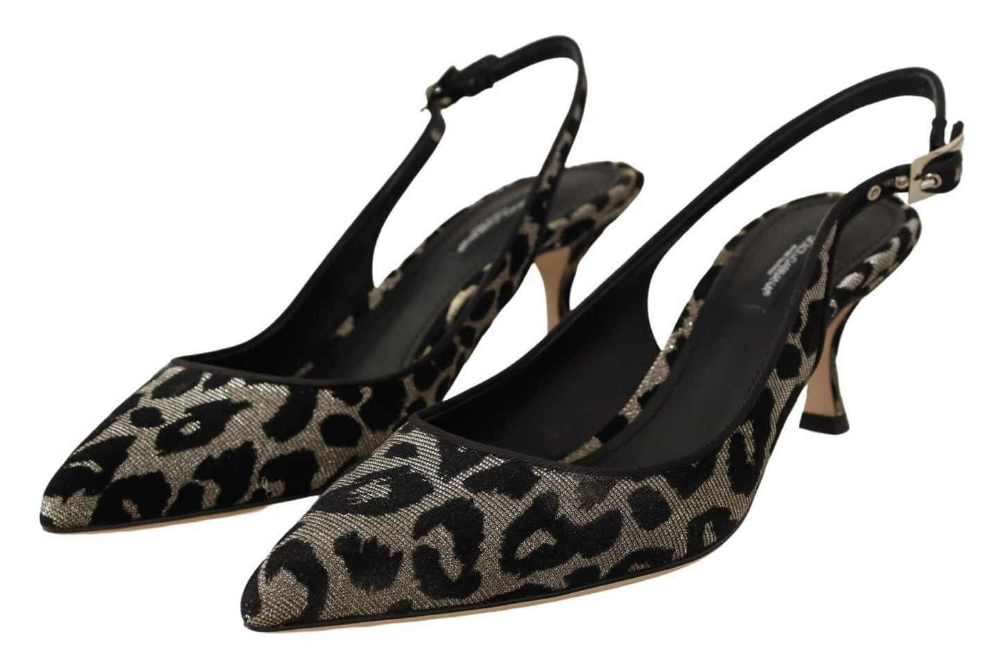 Elegant Metallic Leopard Slingback Pumps