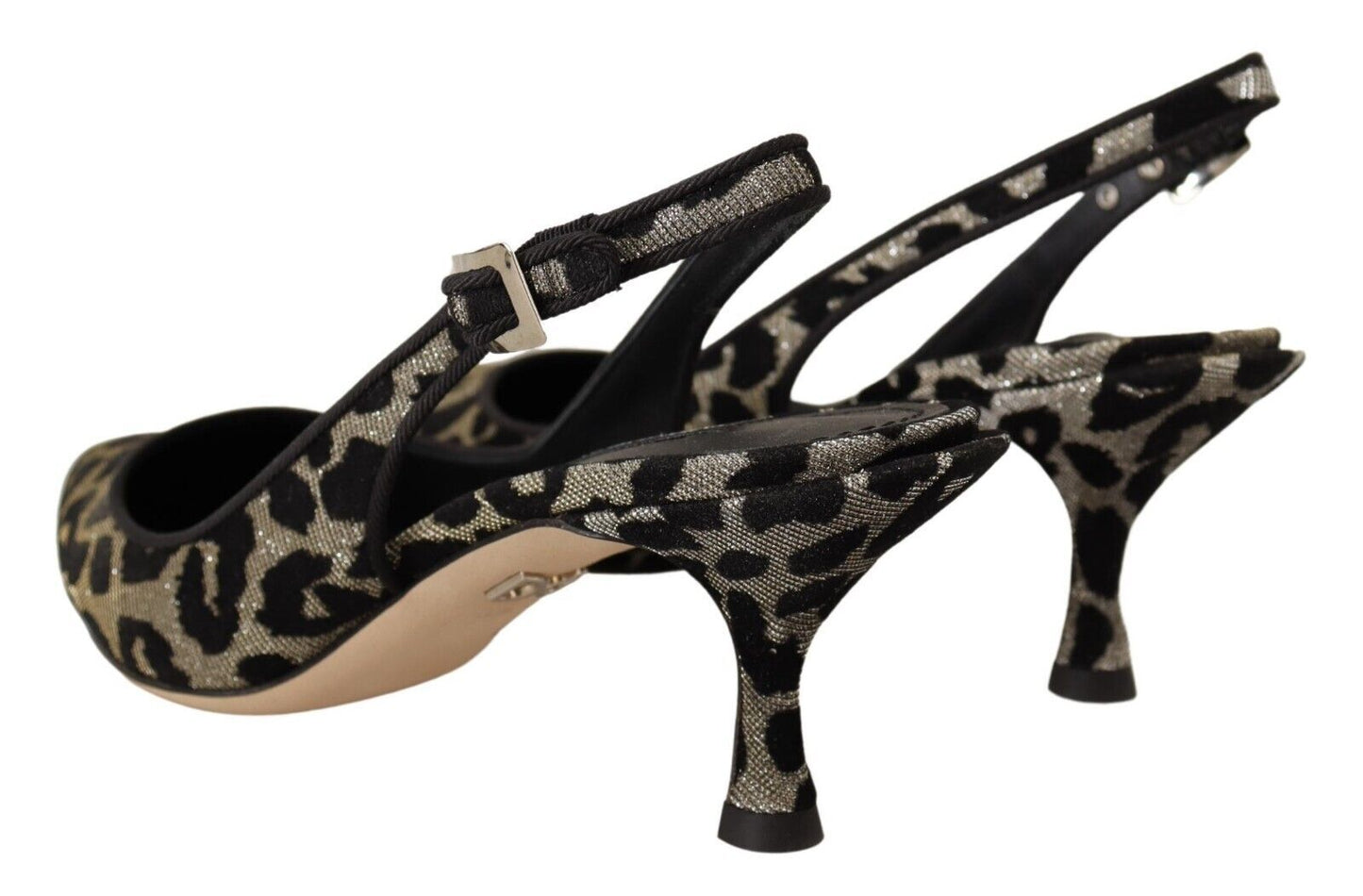 Elegant Metallic Leopard Slingback Pumps