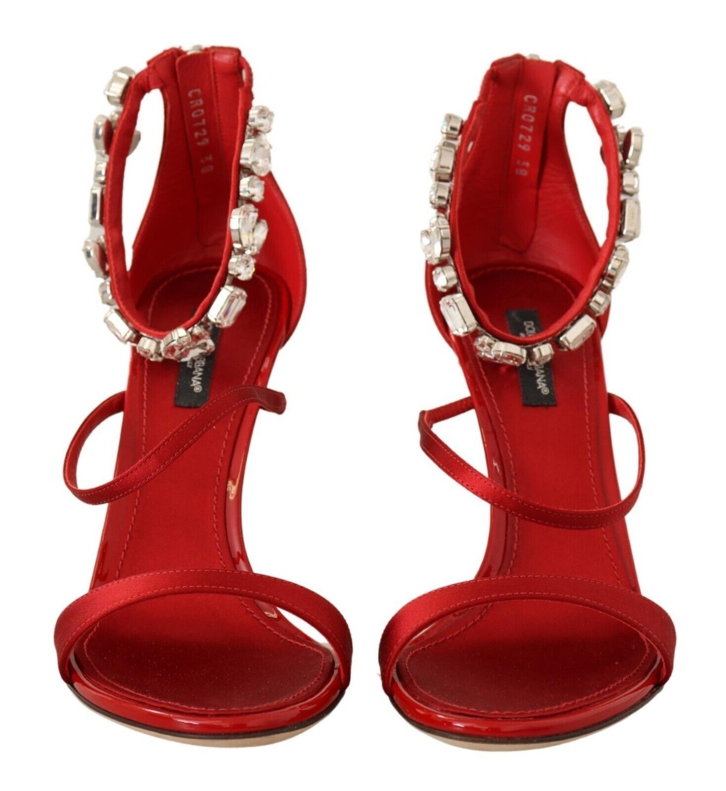 Red Crystal-Embellished Heel Sandals