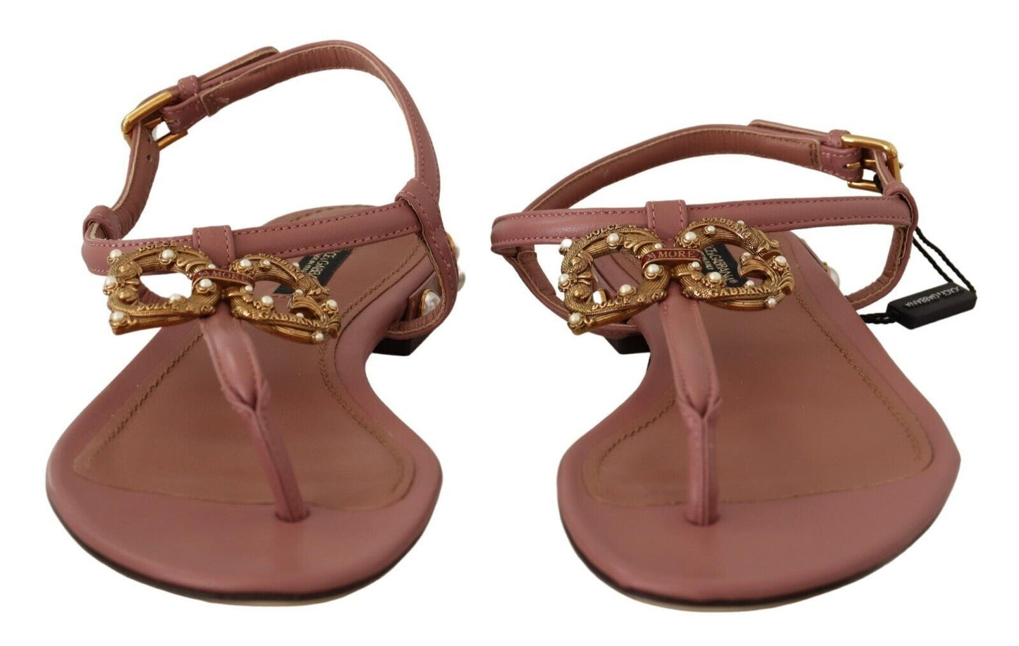 Elegant Pink Leather Ankle Strap Sandals