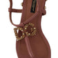 Elegant Pink Leather Ankle Strap Sandals