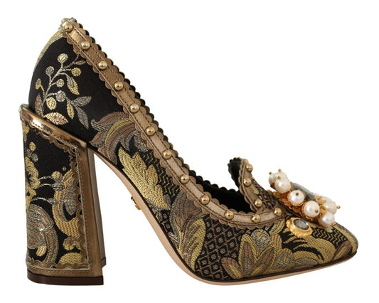 Opulent Gold Jacquard Brocade Pumps