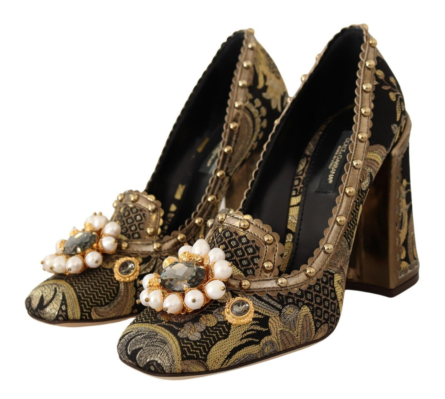 Opulent Gold Jacquard Brocade Pumps