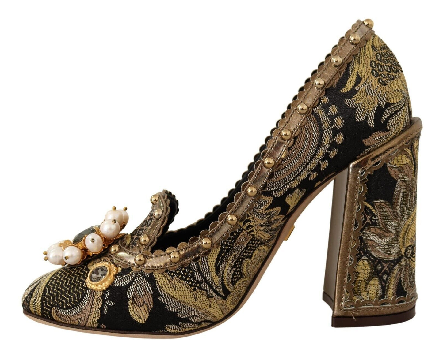 Opulent Gold Jacquard Brocade Pumps