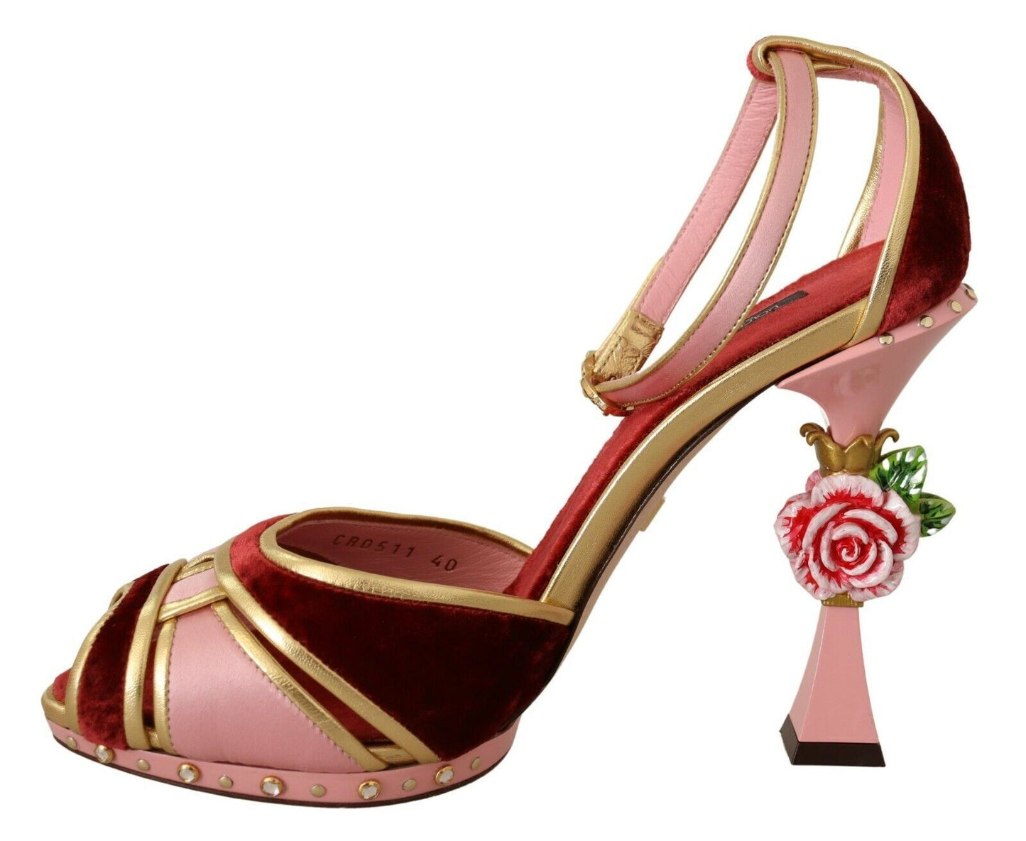 Chic Red Velvet Ankle Strap Sandals