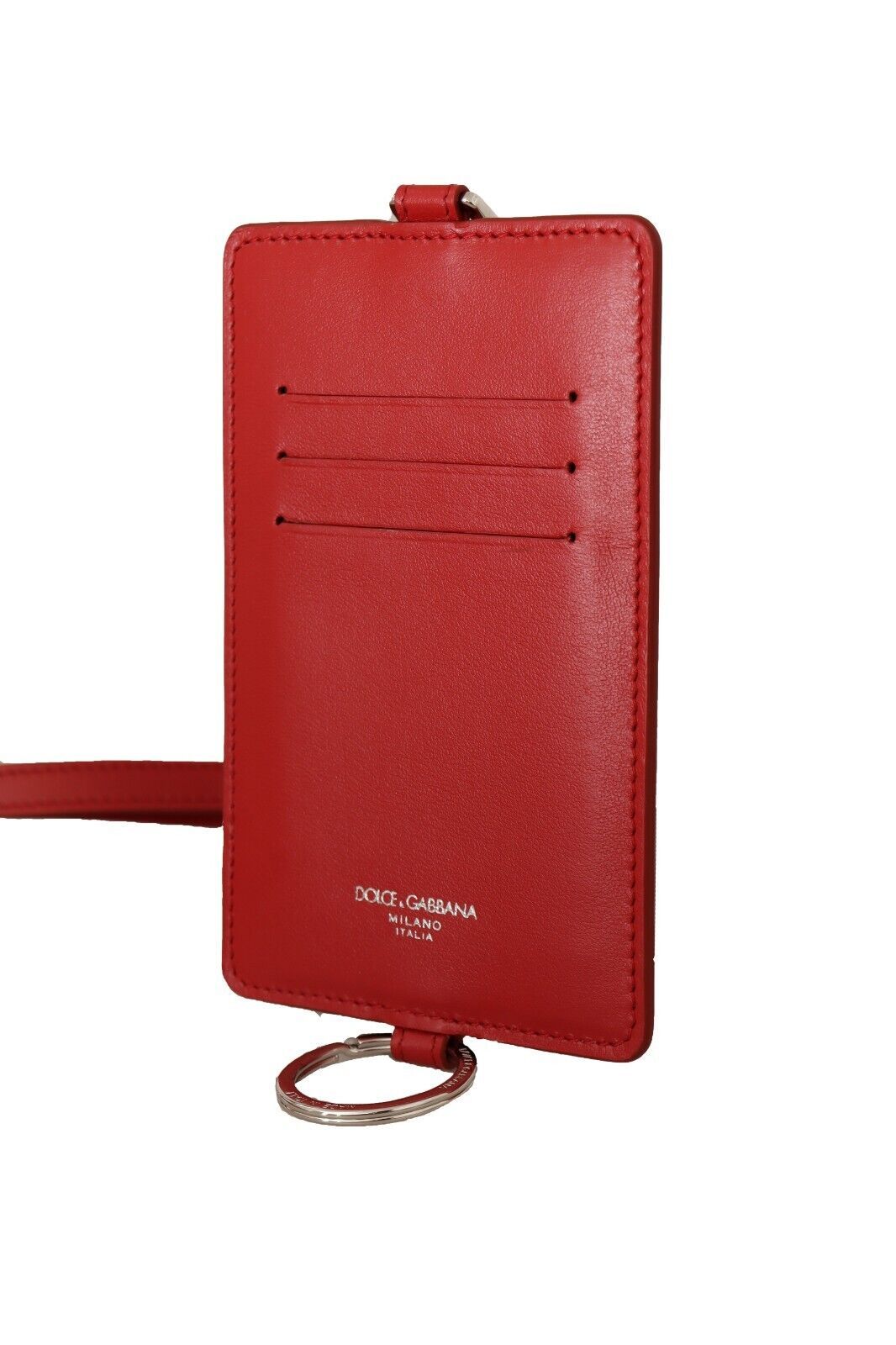 Red Leather Cardholder with Neck Strap