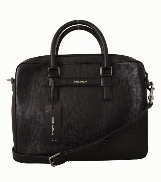 Elegant Black Leather Messenger Bag