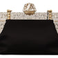 Elegant Satin Embellished Clutch with Crystal Flowers