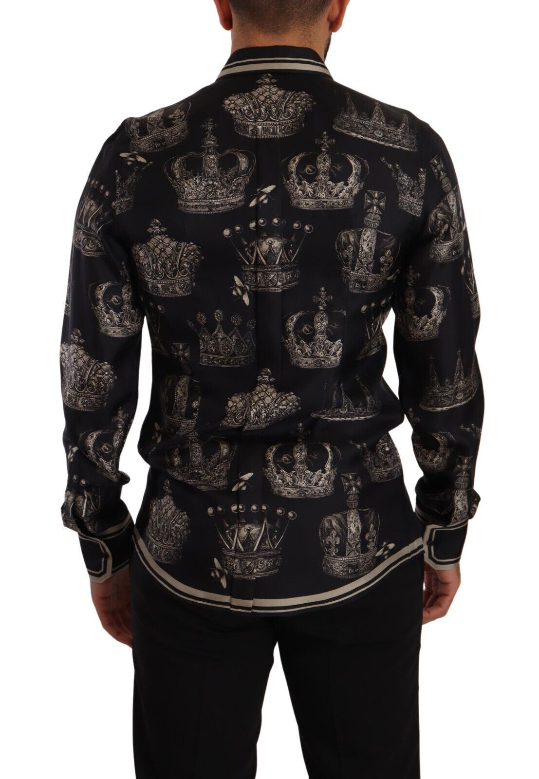 Slim Fit Crown Print Silk Shirt