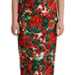 Elegant Red Floral Midi Bodycon Dress