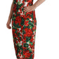 Elegant Red Floral Midi Bodycon Dress