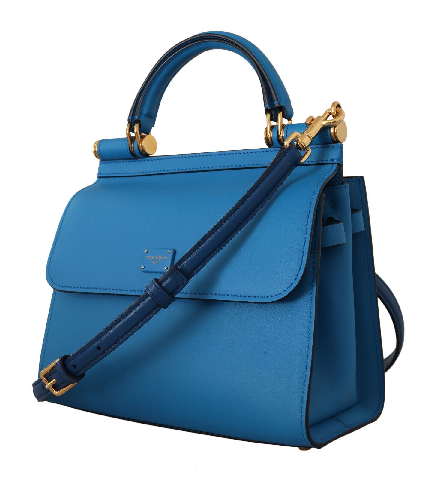 Elegant Blue Leather Sicily Shoulder Bag