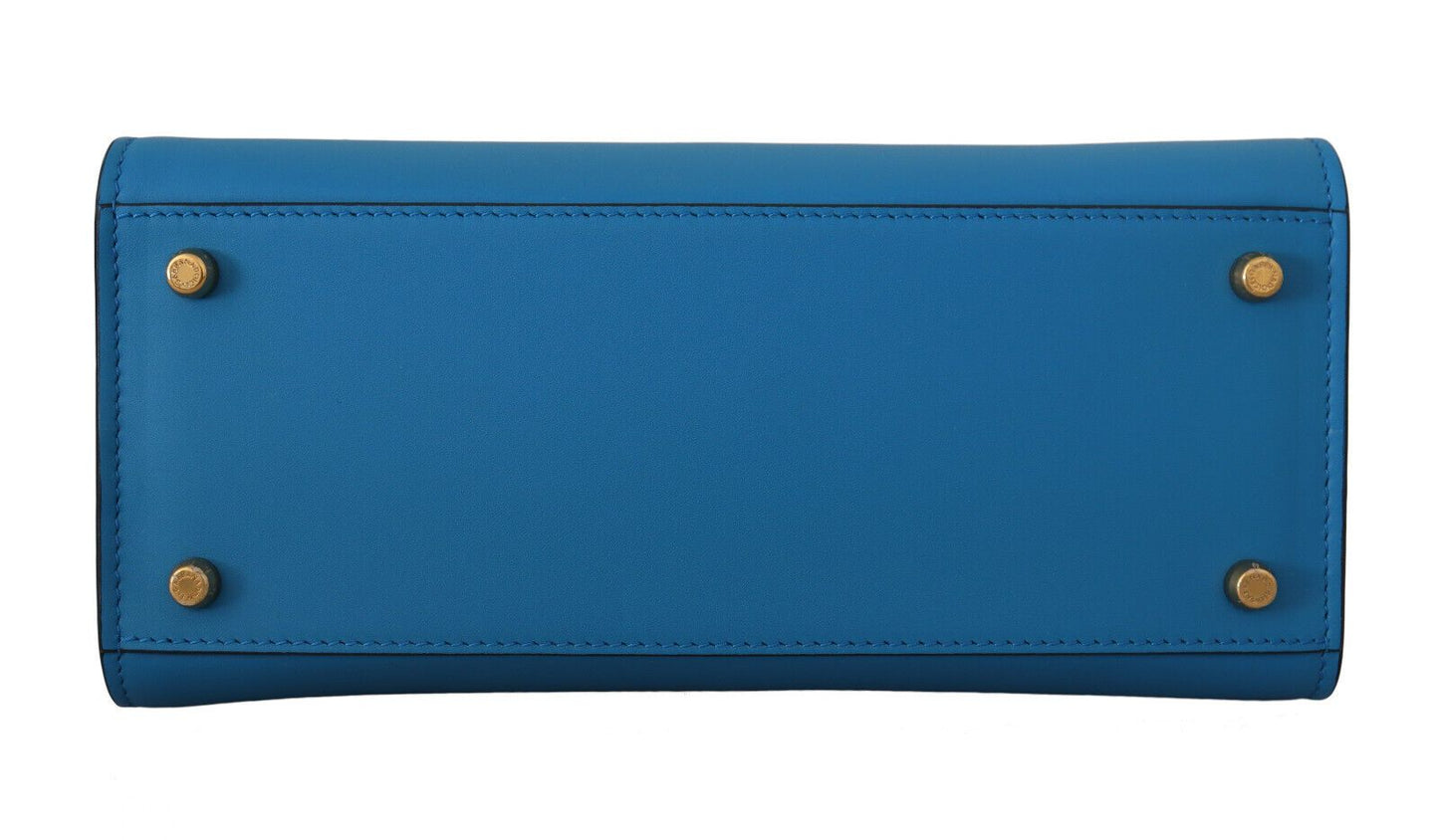 Elegant Blue Leather Sicily Shoulder Bag