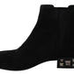 Elegant Suede Mid-Calf Boots with Studded Heels