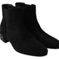 Elegant Suede Mid-Calf Boots with Studded Heels