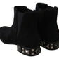 Elegant Suede Mid-Calf Boots with Studded Heels