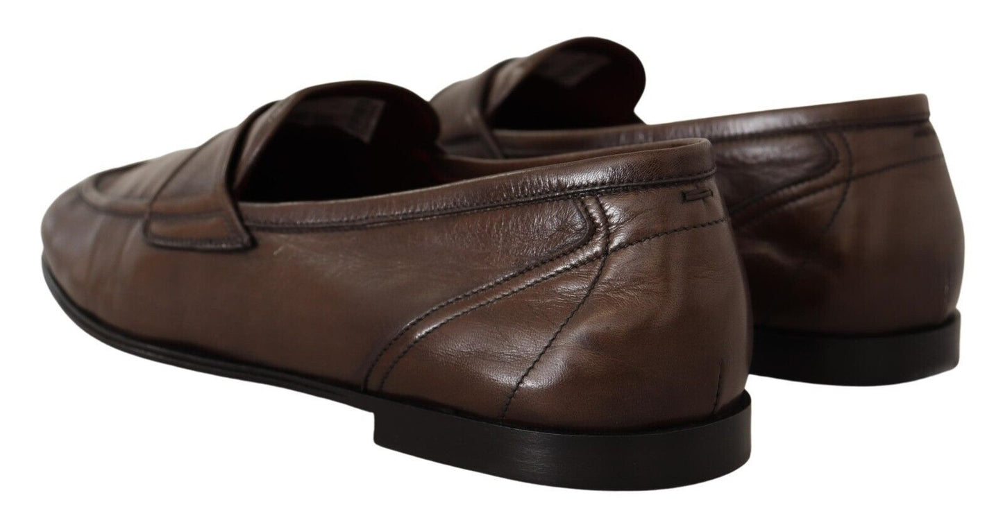 Elegant Brown Leather Loafers for Men