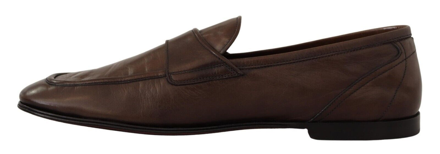 Elegant Brown Leather Loafers for Men