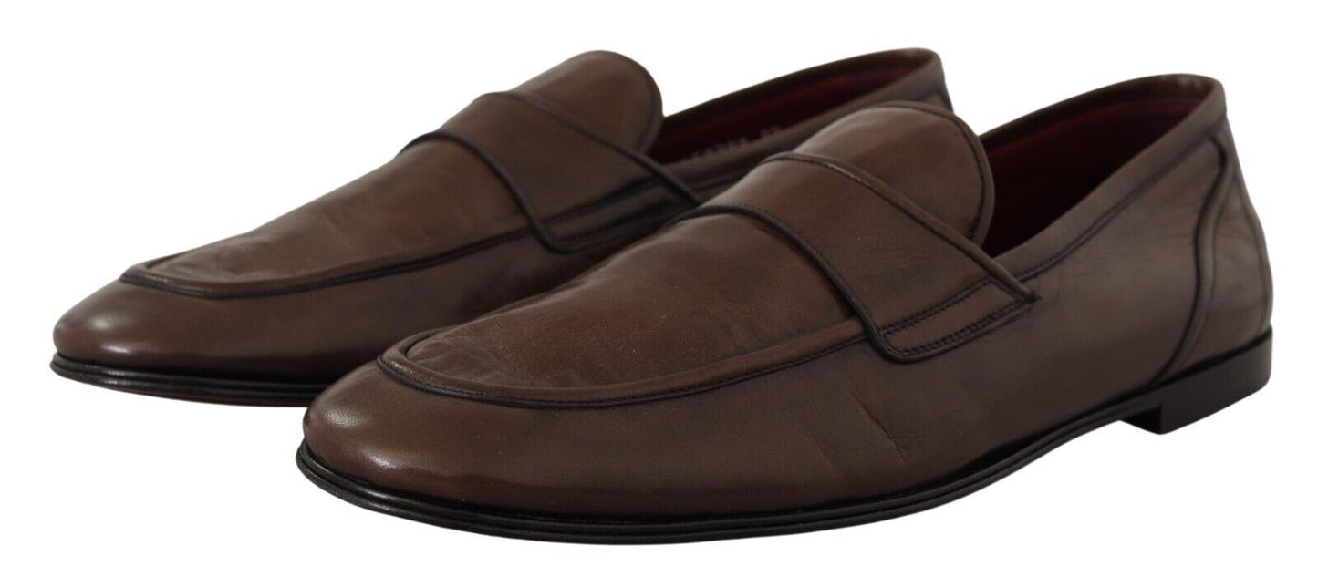 Elegant Brown Leather Loafers for Men