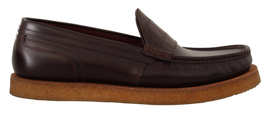 Elegant Bordeaux Leather Loafers