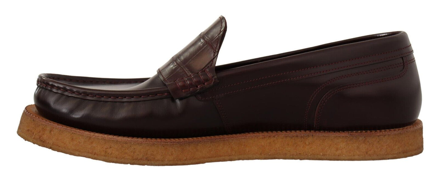 Elegant Bordeaux Leather Loafers