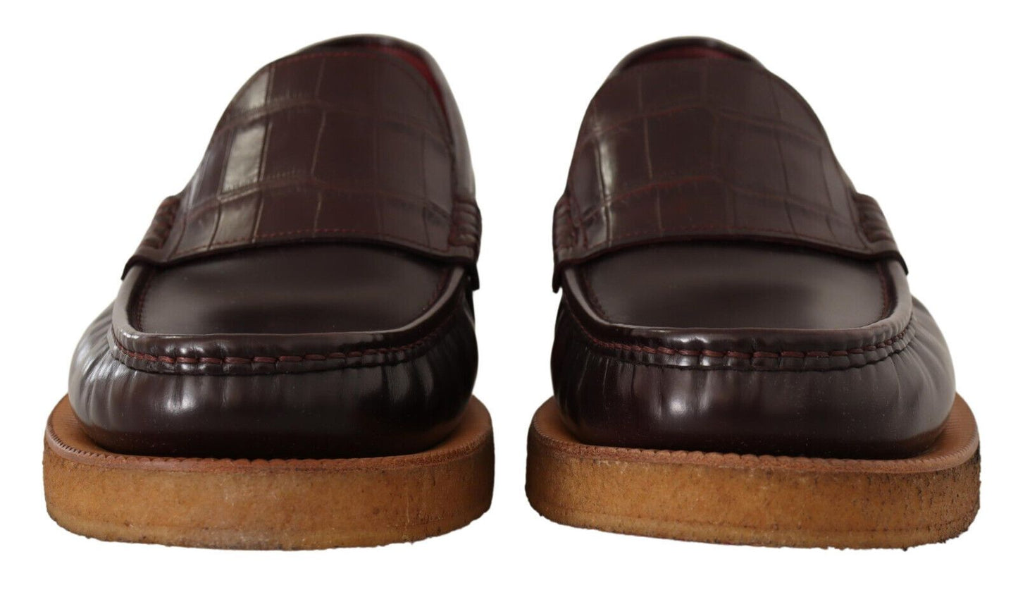 Elegant Bordeaux Leather Loafers