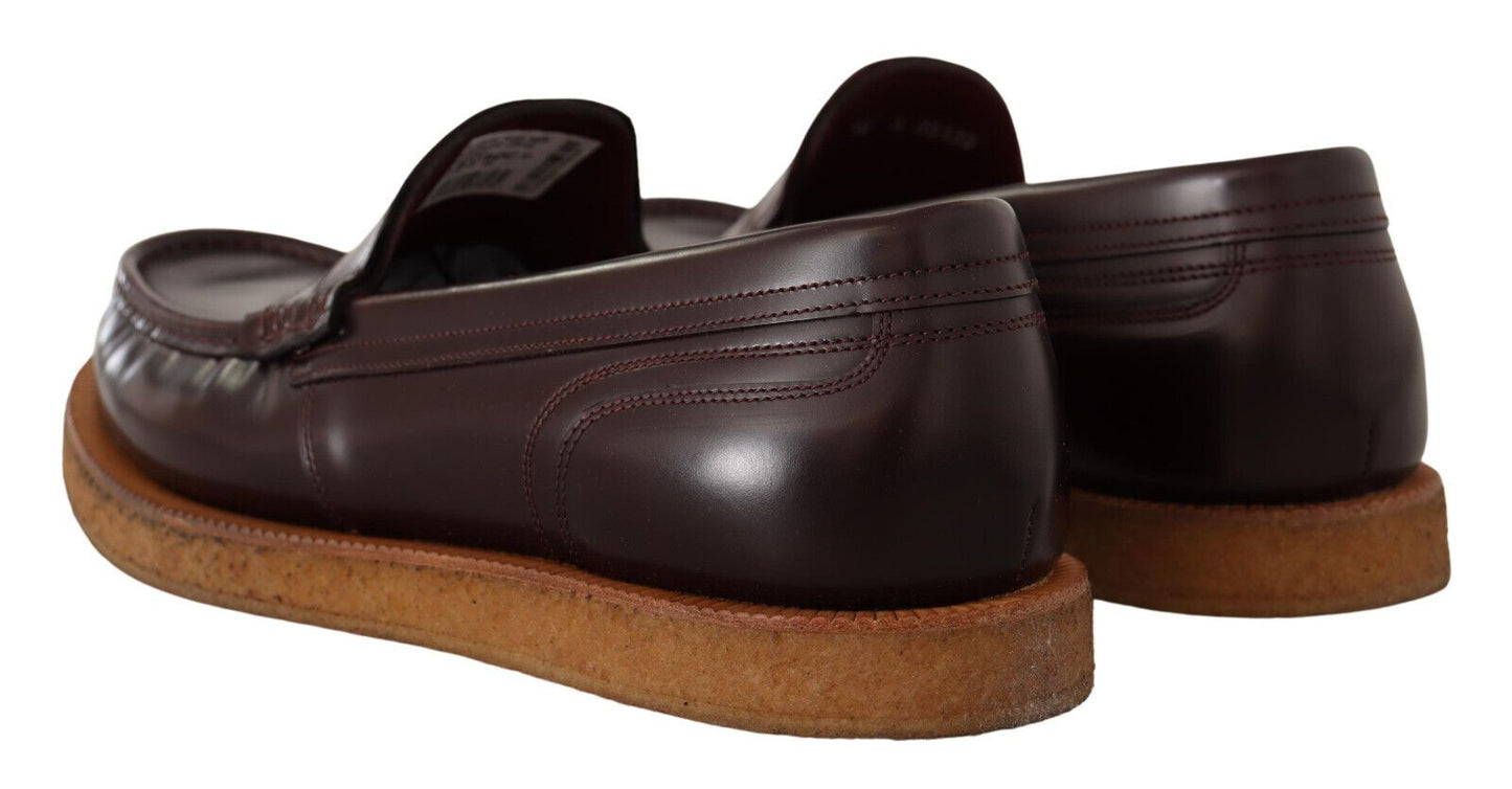 Elegant Bordeaux Leather Loafers