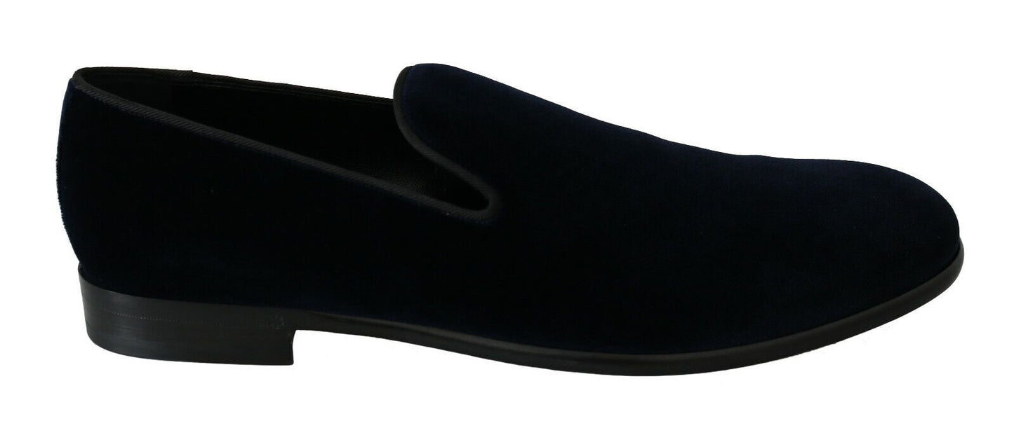 Elegant Blue Velvet Loafers