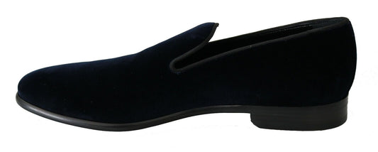 Elegant Blue Velvet Loafers