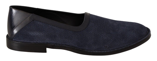 Chic Blue Leather Loafers for the Modern Gentleman