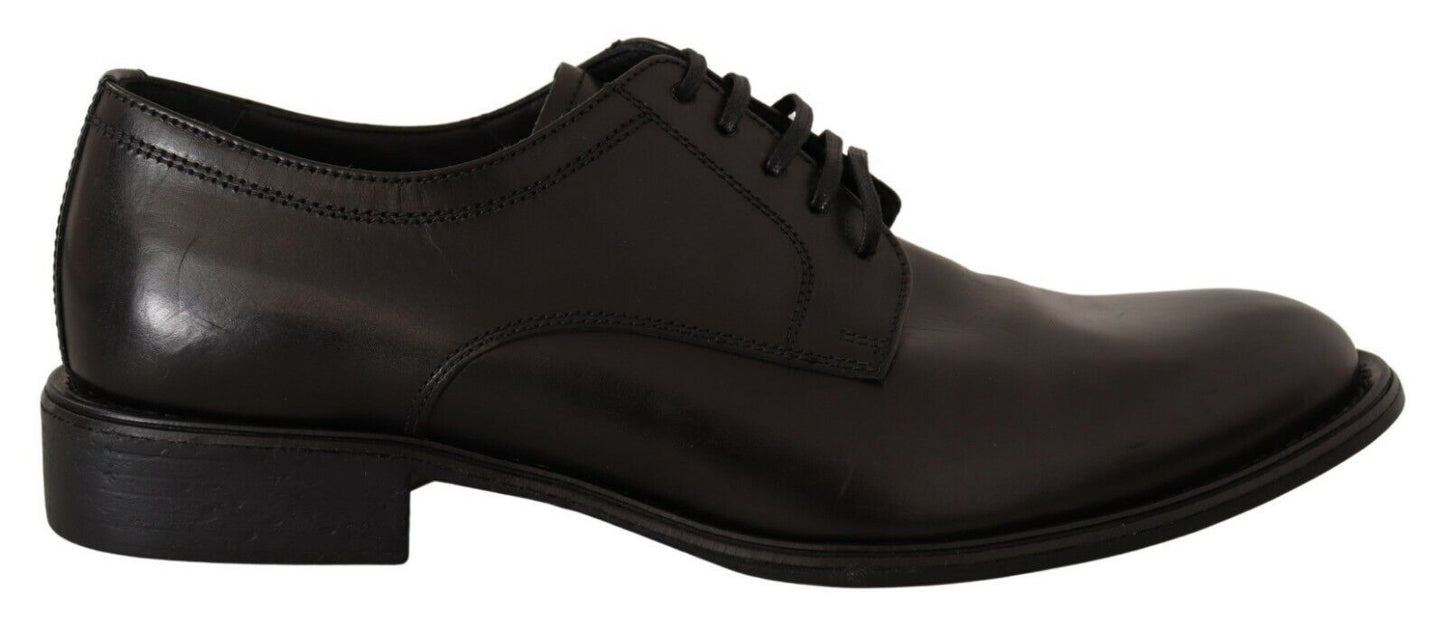 Elegant Black Leather Men's Formal Derby Shoes